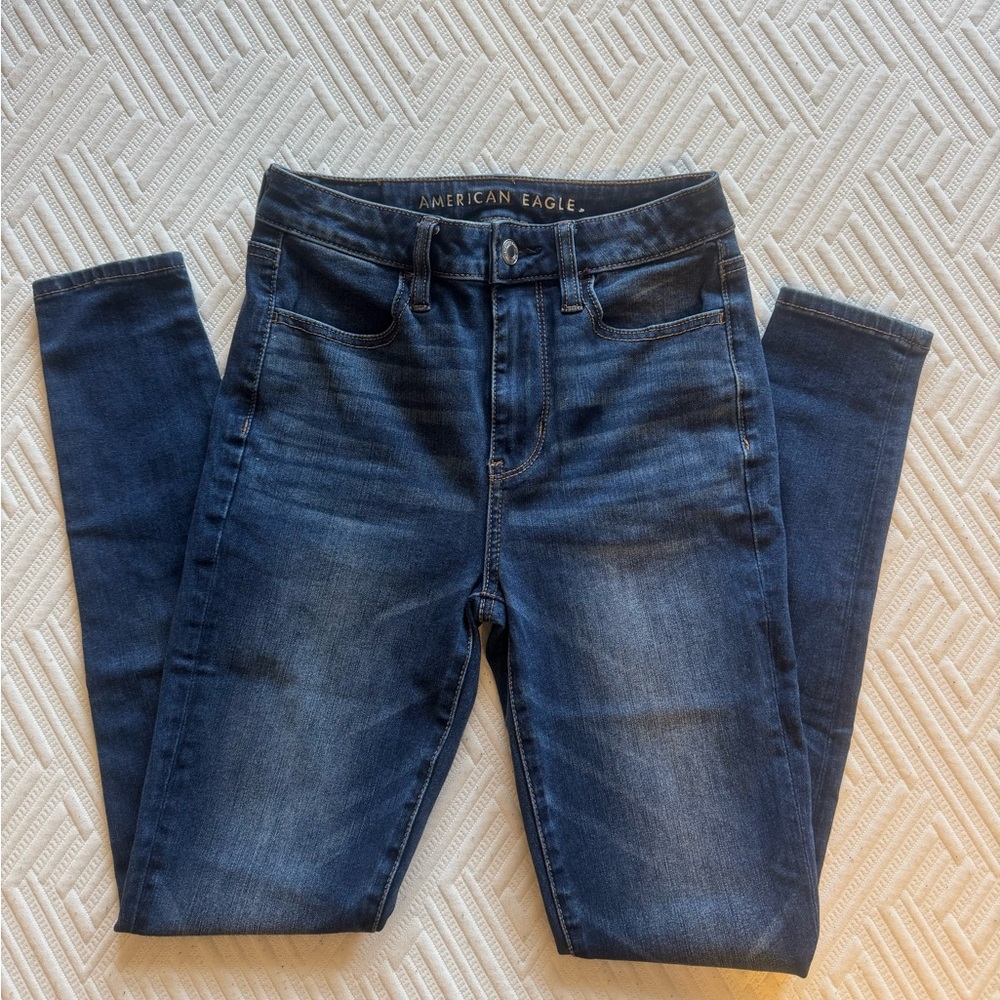 American Eagle Outfitters Women's 360 Next Level Stetch Dark Blue Skinny Jeans